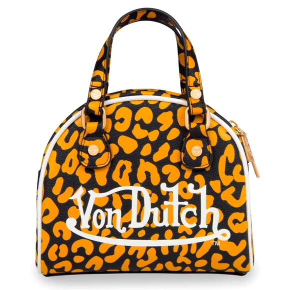 Von Dutch Handbags - Von Dutch Orange Cheetah Bowling Bag NWT